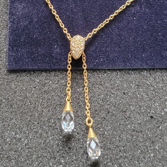 SWAROVSKI Gold-tone Crystal Jewelry Set (Necklace + Earrings) *EXCELLENT COND.* - Picture 3 of 7